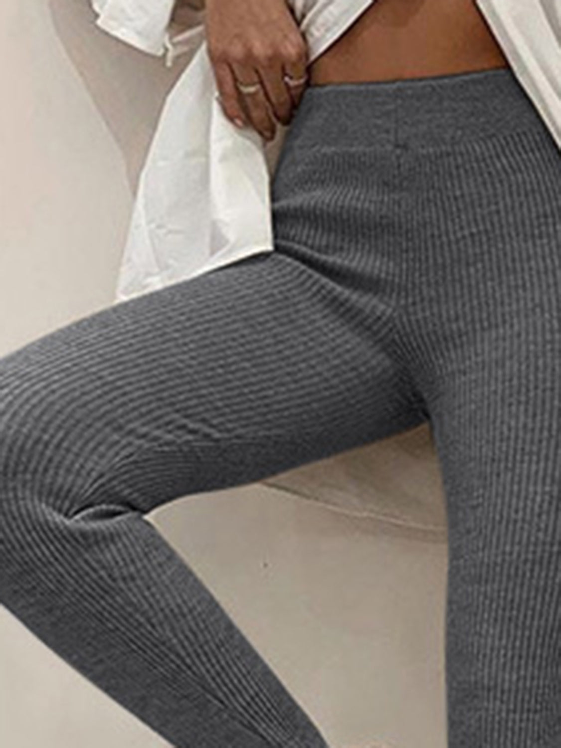Ribbed Mid Waist Leggings - cas7m