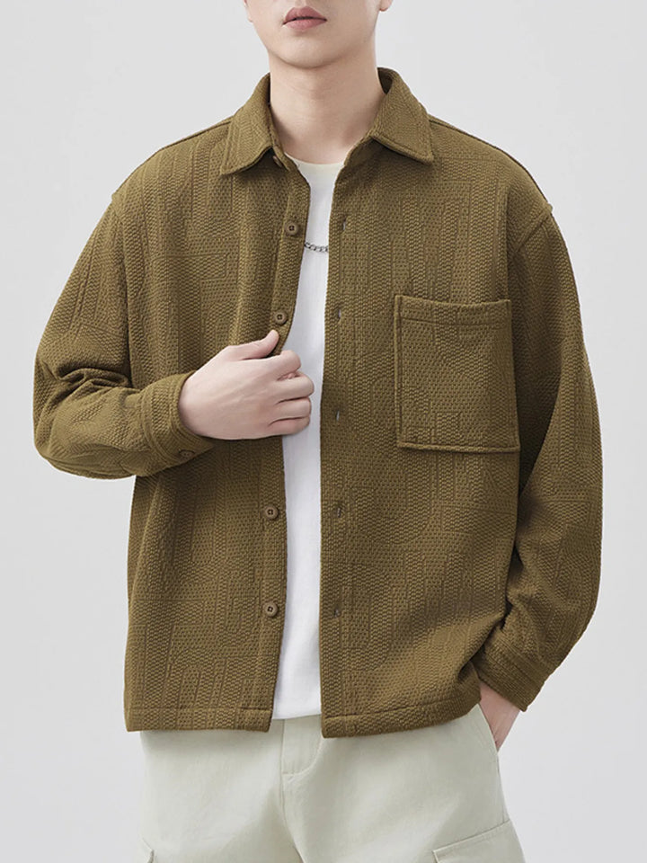 Men's Plus Size Button Up Long Sleeve Shirt - cas7m