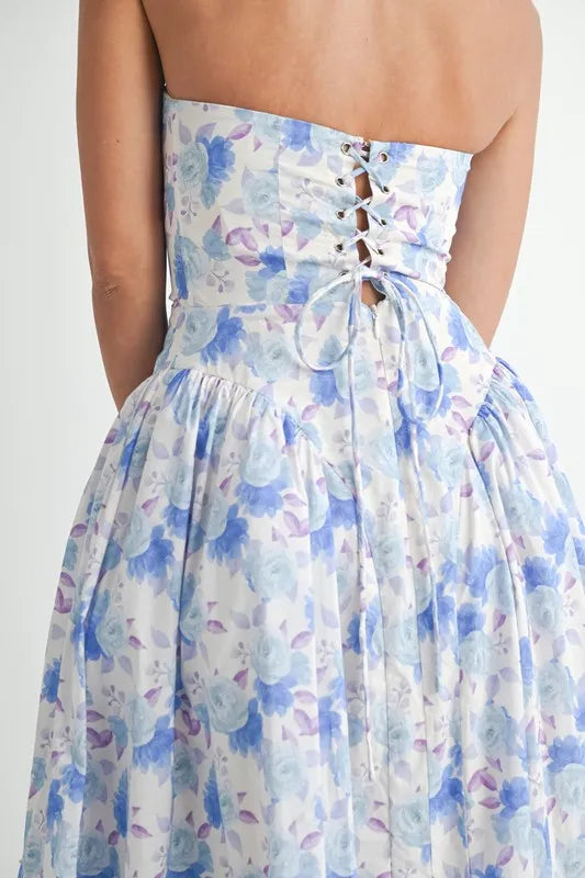 MABLE Sweetheart Neckline Floral Printed Midi Dress - cas7m