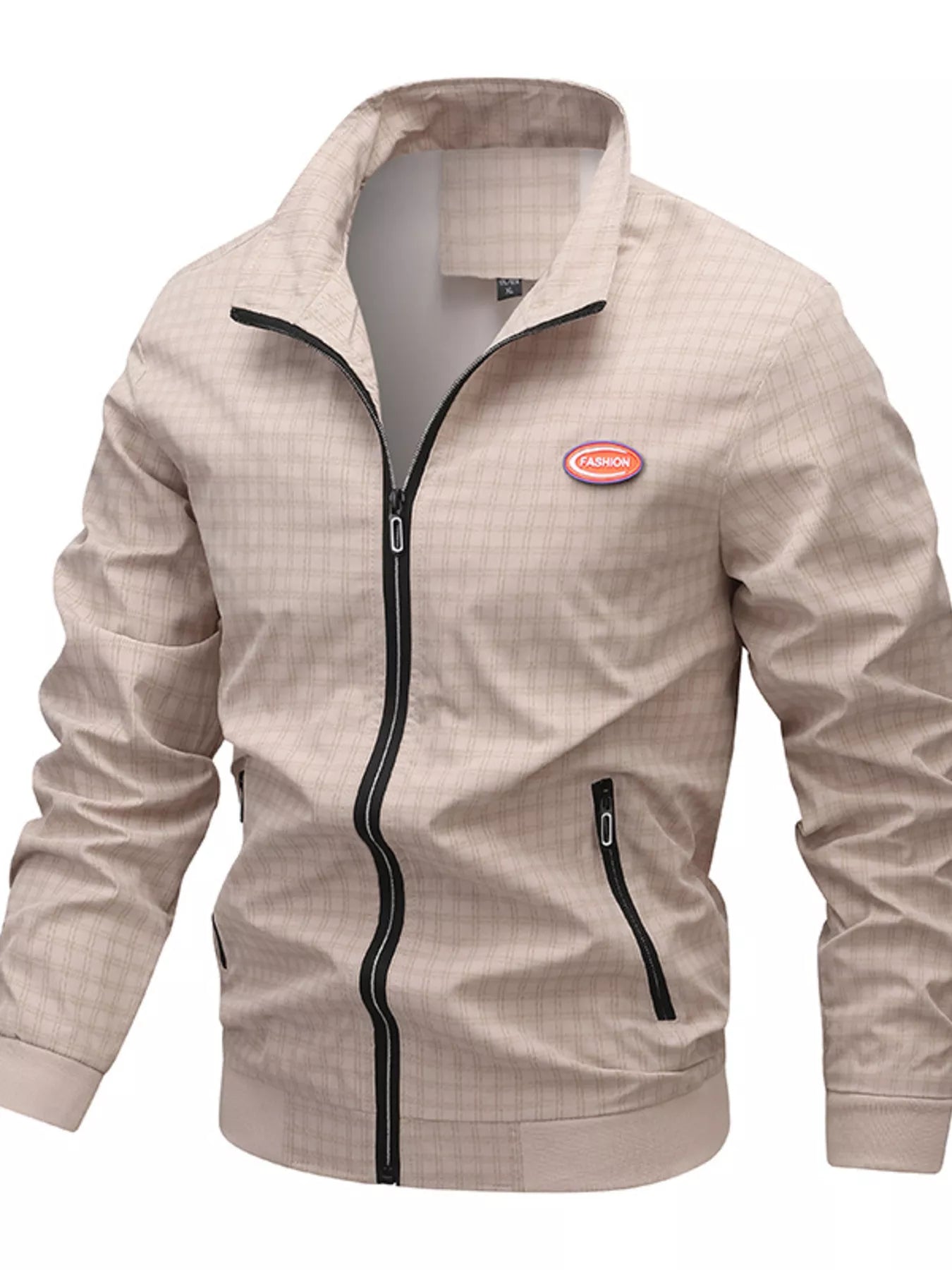 Men's Plus Size Plaid Lightweight Zip-Up Jacket - cas7m