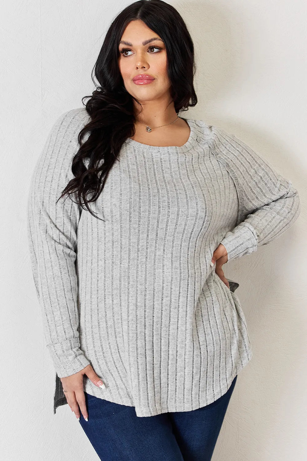 Ribbed Basic Stretch Top – Versatile & Comfy Poly Blend - cas7m