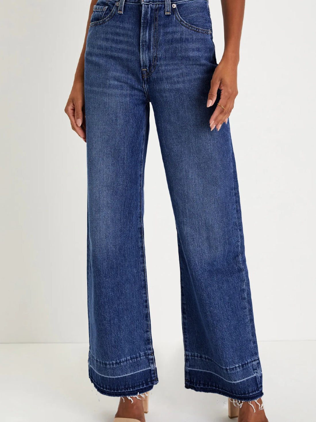 Raw Hem Unique Cuffs Straight High Rise Loose Jeans - cas7m
