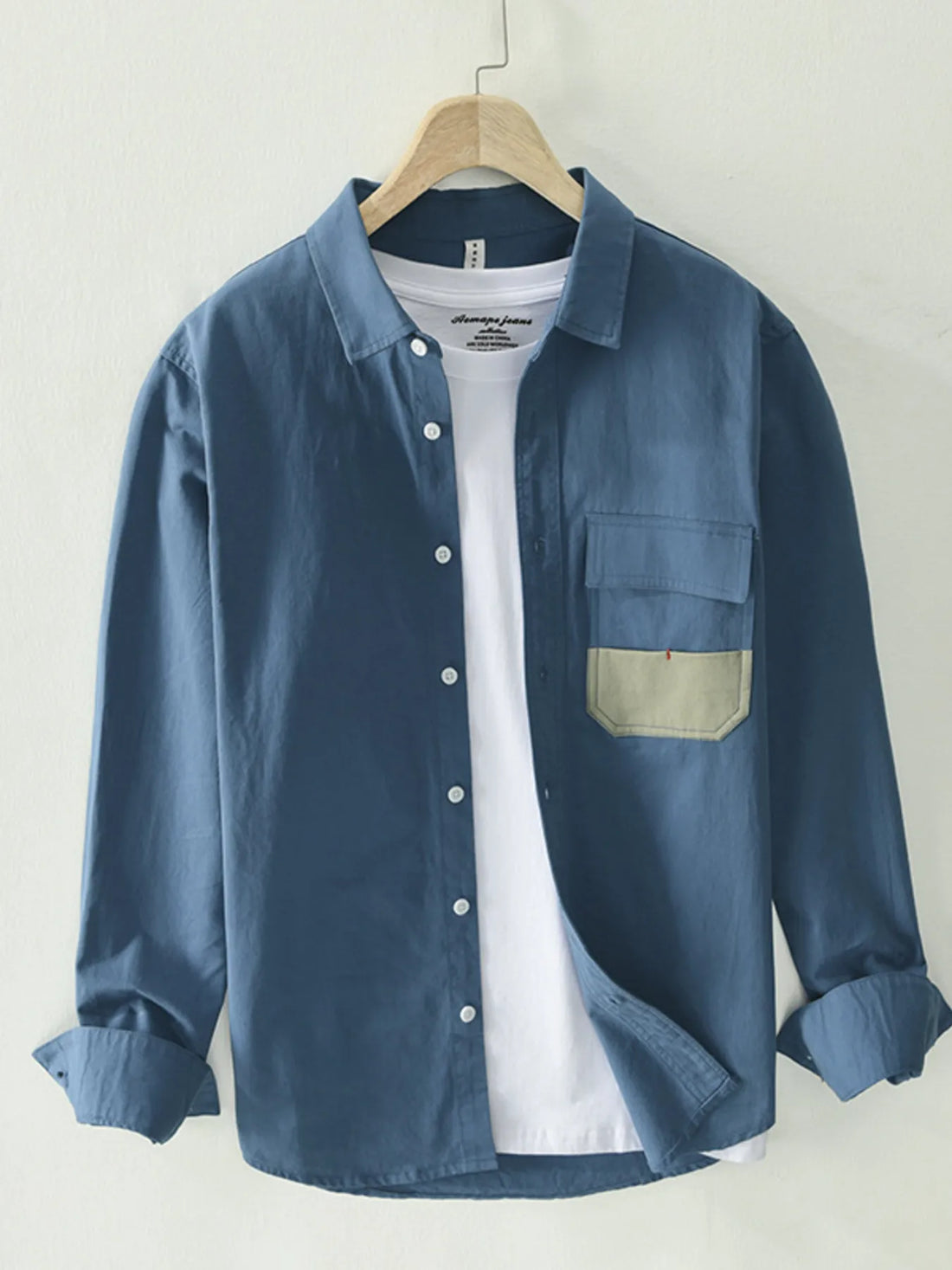 Men's Plus Size Button Up Long Sleeve Shirt - cas7m