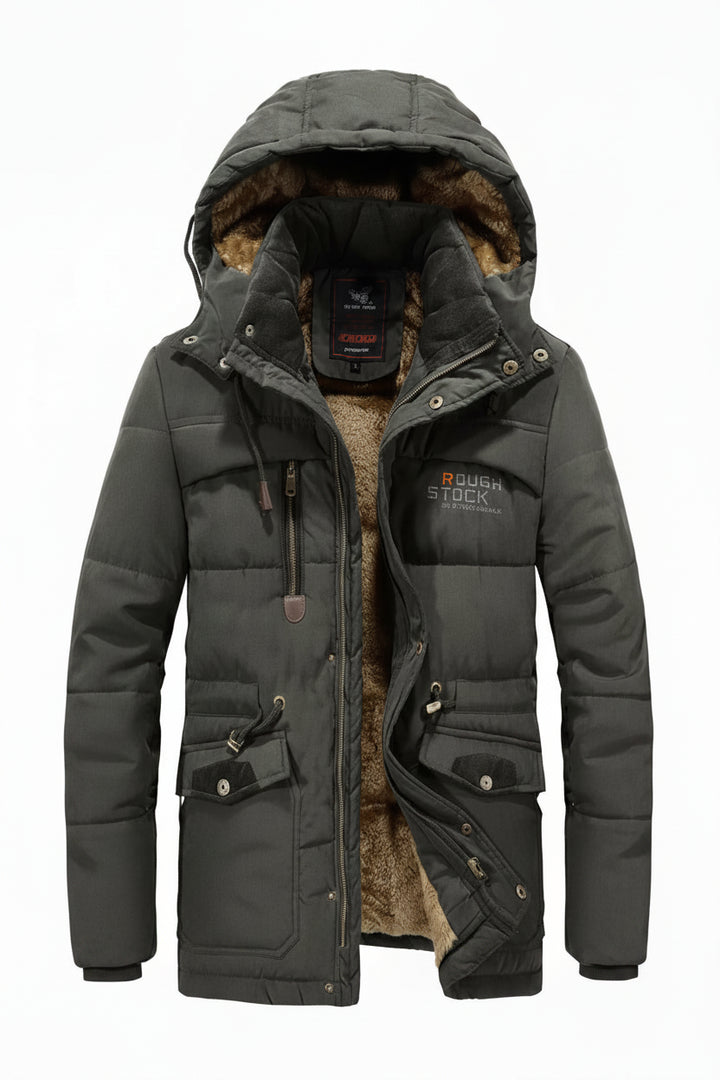 Men's Plus Size Hooded Zip Up Parka Coat - cas7m