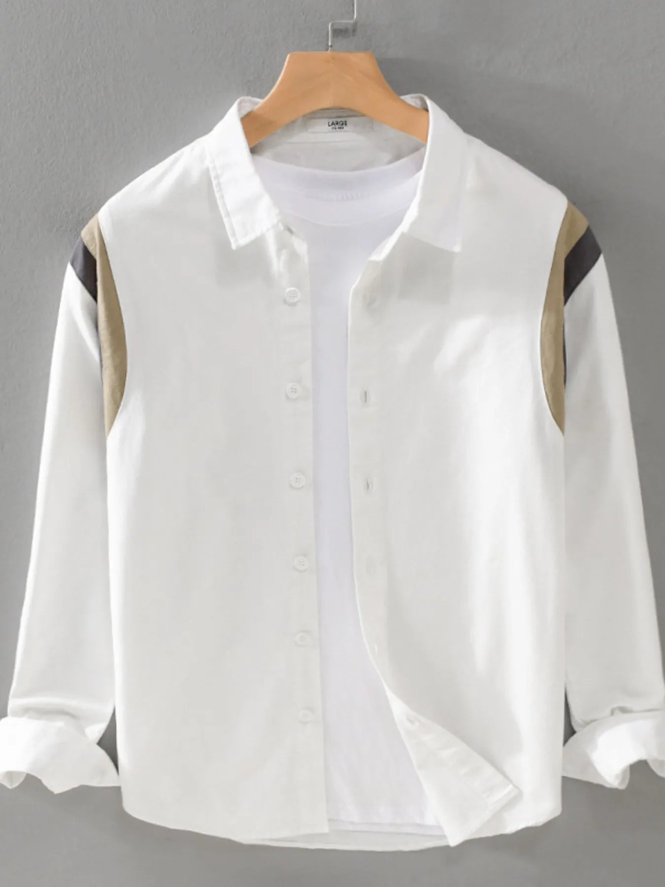 Men's Plus Size Button-Up Long Sleeve Shirt - cas7m