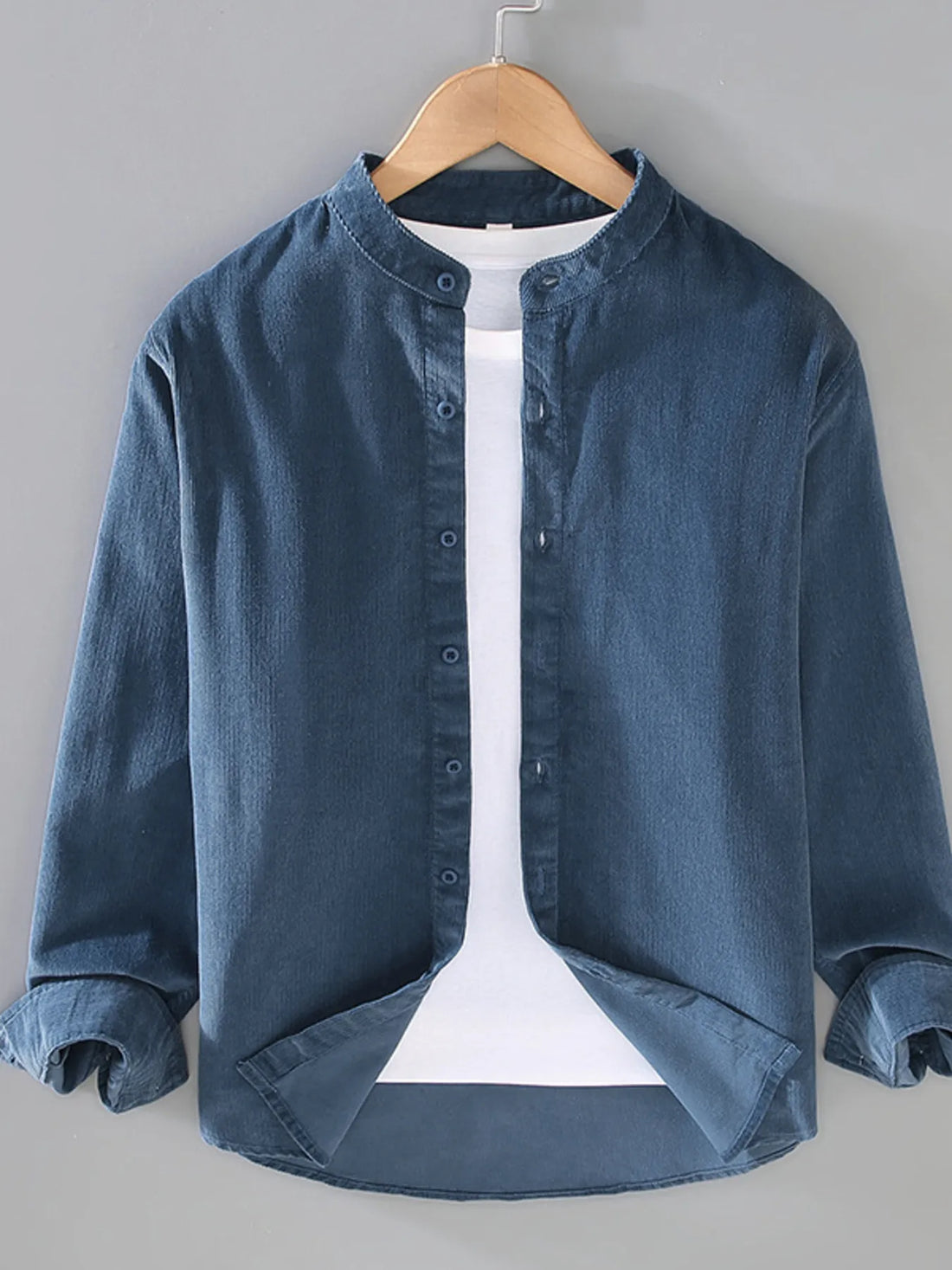 Men's Plus Size Button Up Long Sleeve Shirt - cas7m