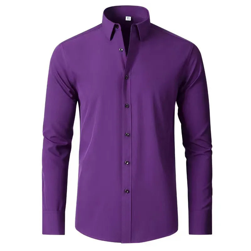 Men's Plus Size Button Up Long Sleeve Shirt - cas7m