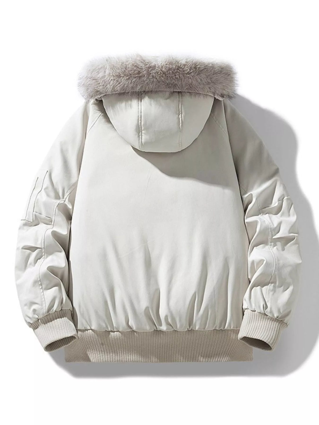 Men's Plus Size Faux Fur Hooded Padded Bomber Jacket - cas7m