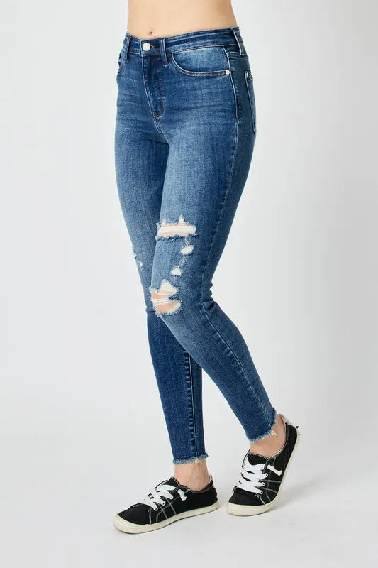 Judy Blue Full Size  High Waist Distressed Skinny Jeans - cas7m