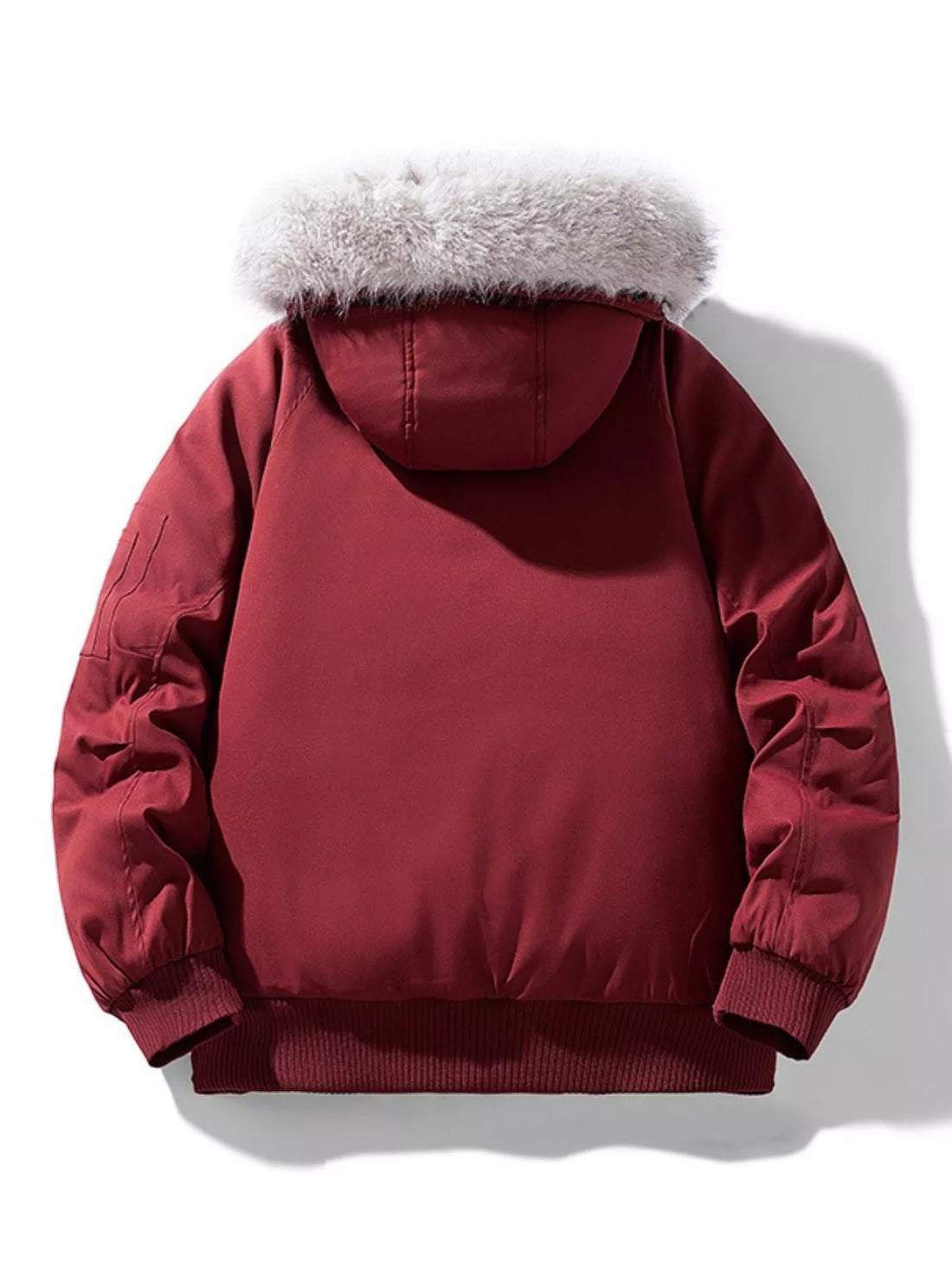 Men's Plus Size Faux Fur Hooded Padded Bomber Jacket - cas7m