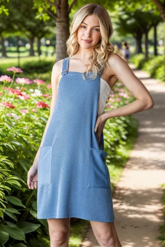 Heimish Full Size Ribbed Sleeveless Mini Tank Dress Plus Size - cas7m