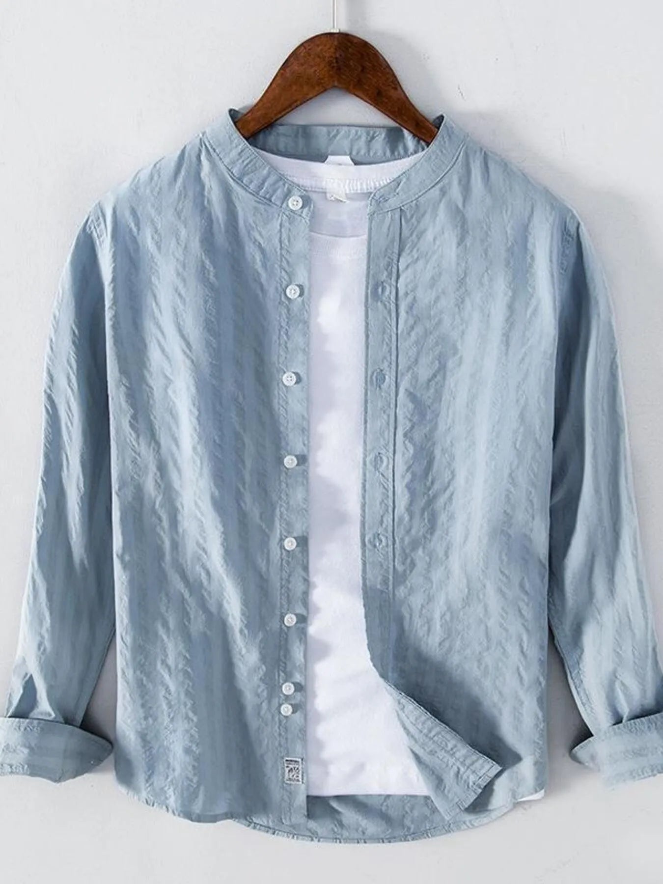 Men's Plus Size Button Up Long Sleeve Shirt - cas7m
