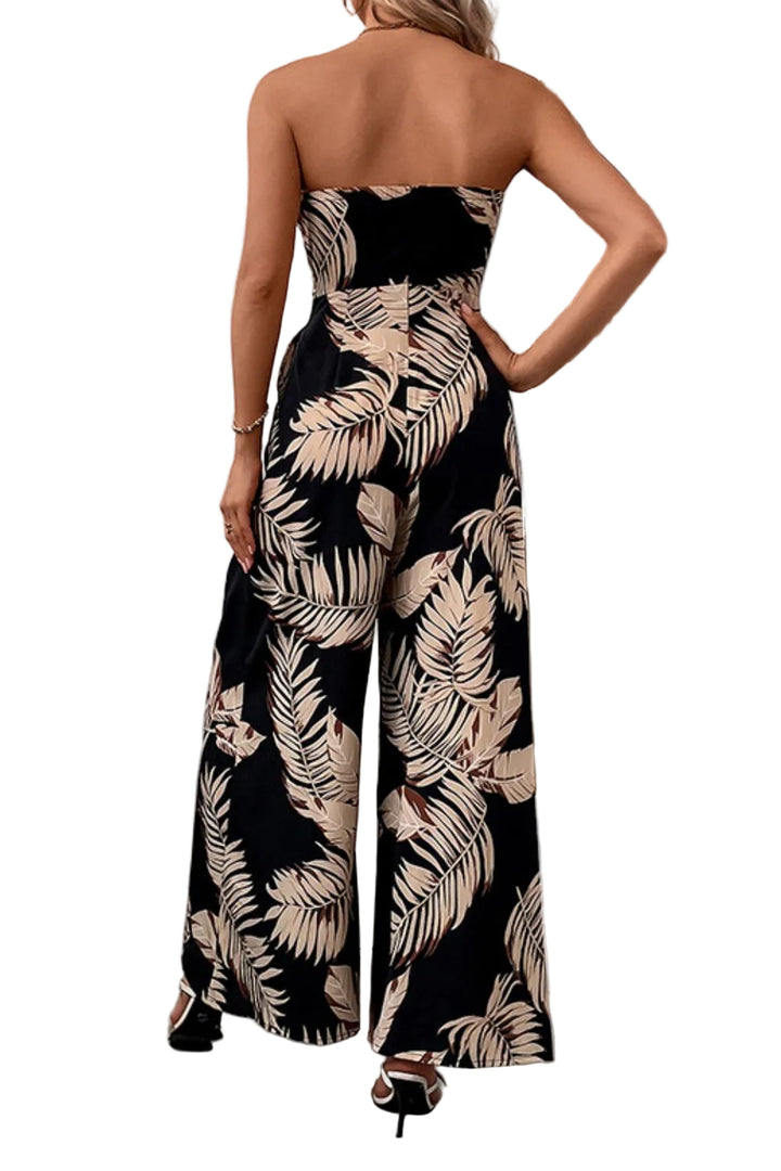 Chic Urban Printed Sleeveless Belted Maxi Dress - Polyester - cas7m