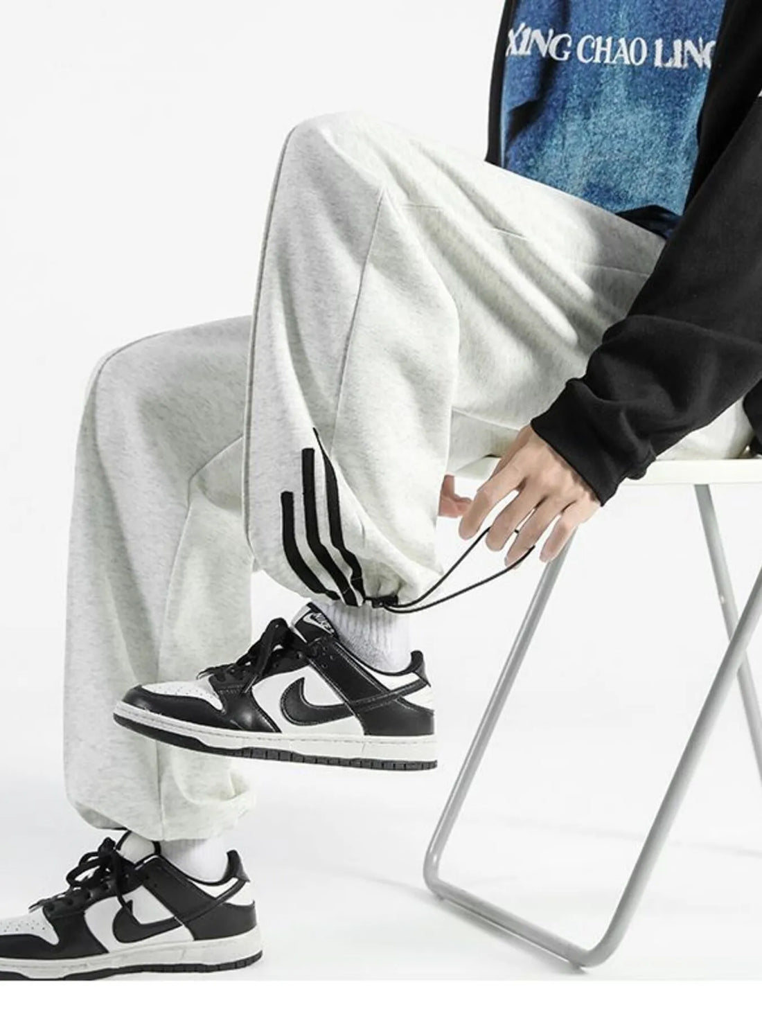 Men's Plus Size Drawstring Wide Leg Sweatpants - cas7m
