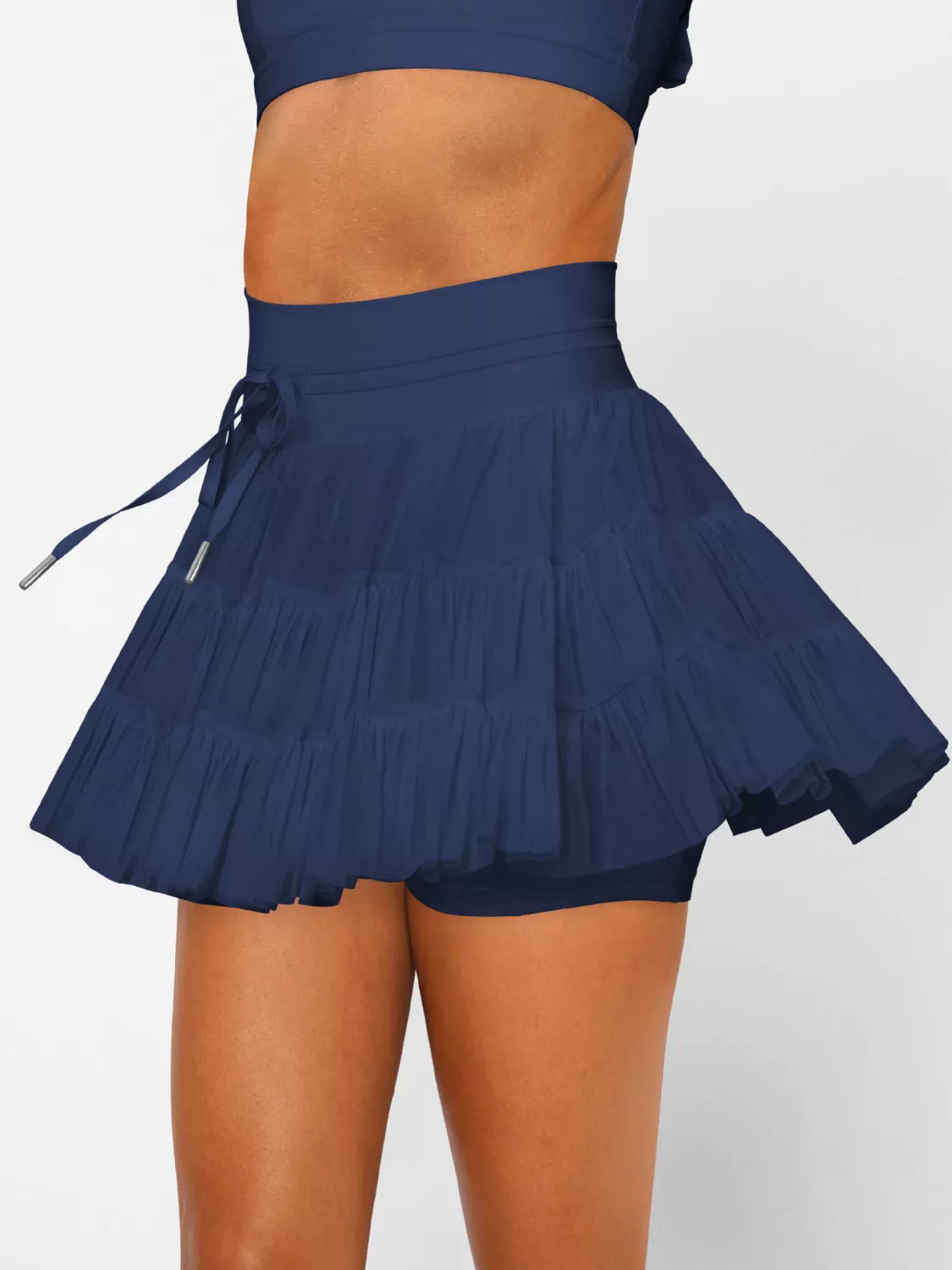 Tiered Skort with Drawstring - cas7m
