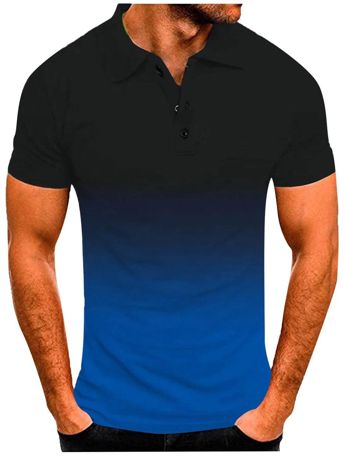 Men's Full Size Gradient Short Sleeve Polo Plus Size - cas7m