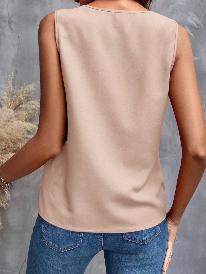 Ruffled V-Neck Tank - cas7m
