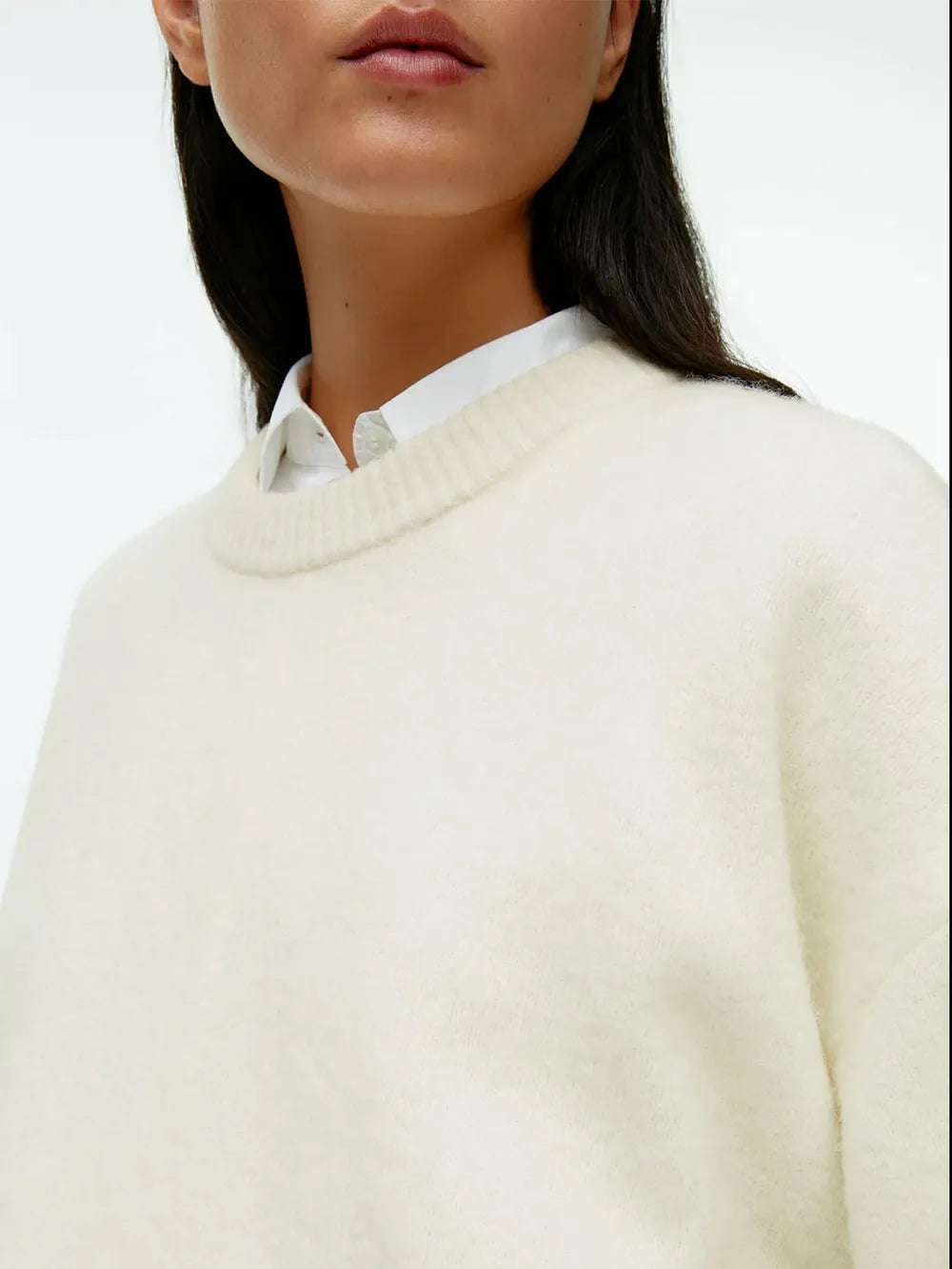Round Neck Drop Shoulder Sweater - cas7m