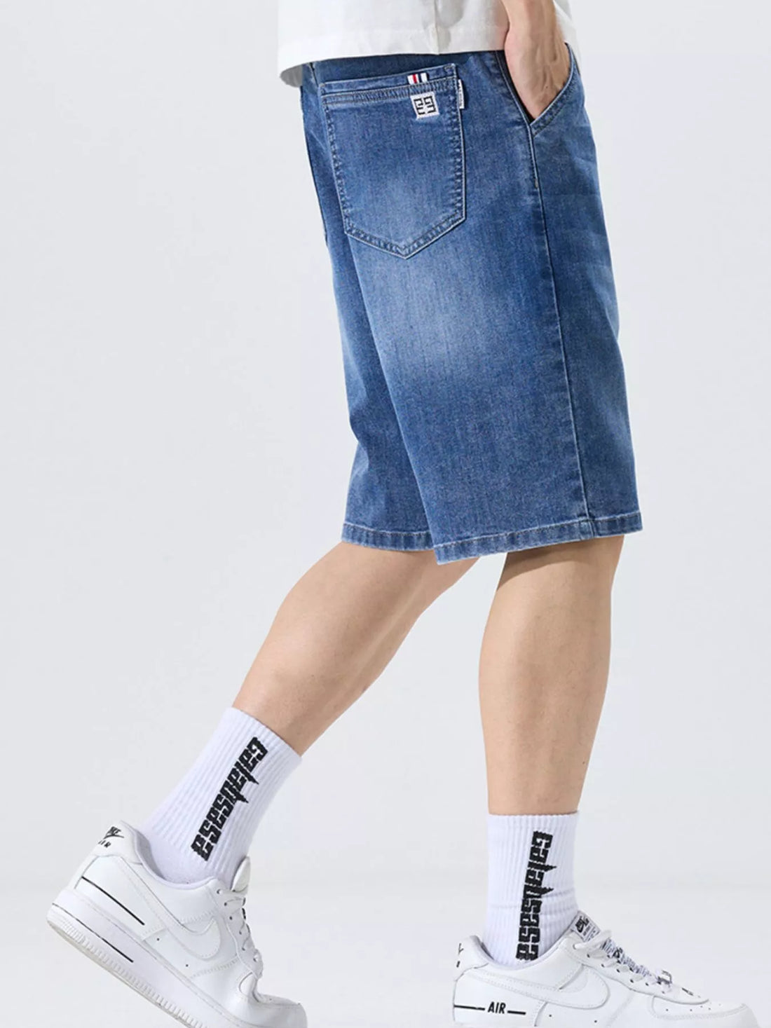 Men's Washed Loose Fit Denim Shorts - cas7m