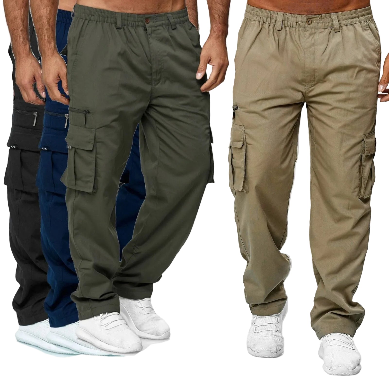 Men's Casual Multi-pocket Loose Straight Cargo Pants - cas7m