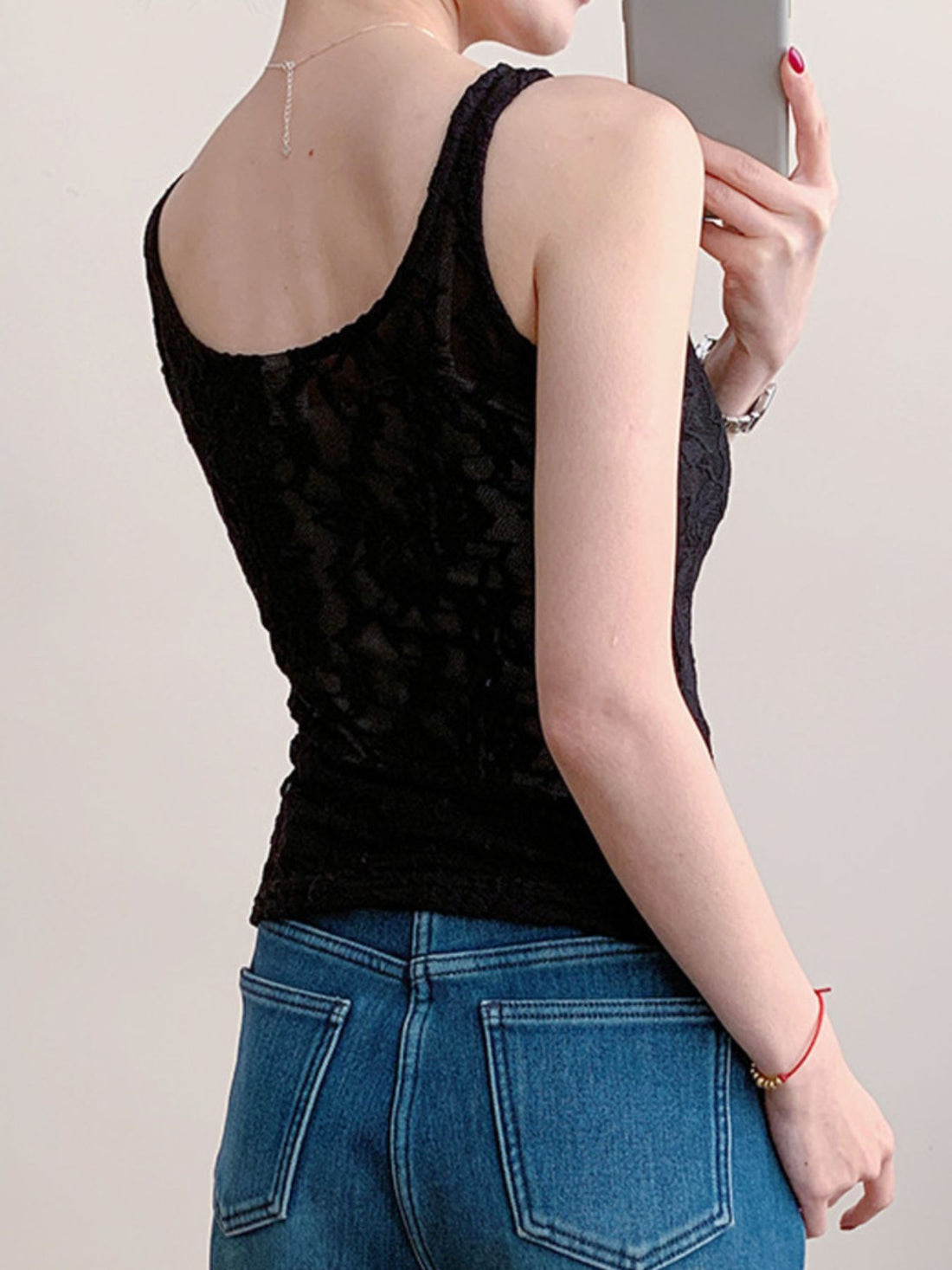 Lace Round Neck Tank - cas7m