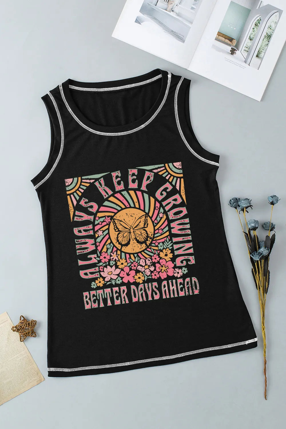 Graphic Round Neck Tank - cas7m