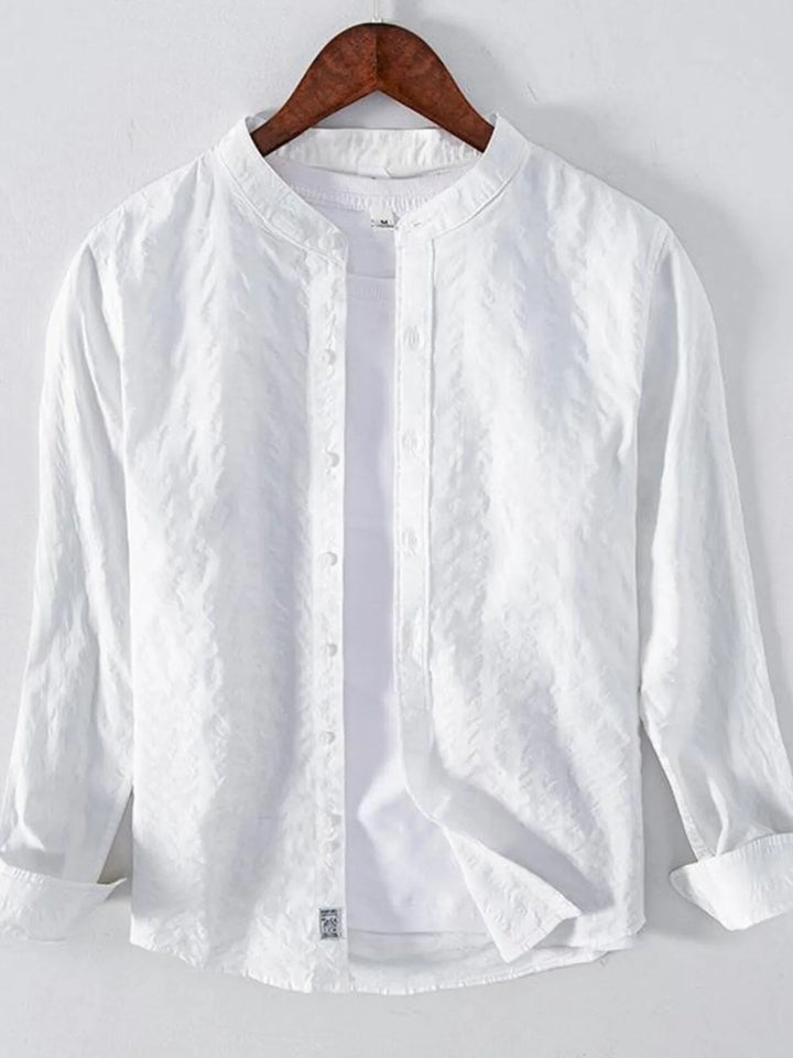 Men's Plus Size Button Up Long Sleeve Shirt - cas7m