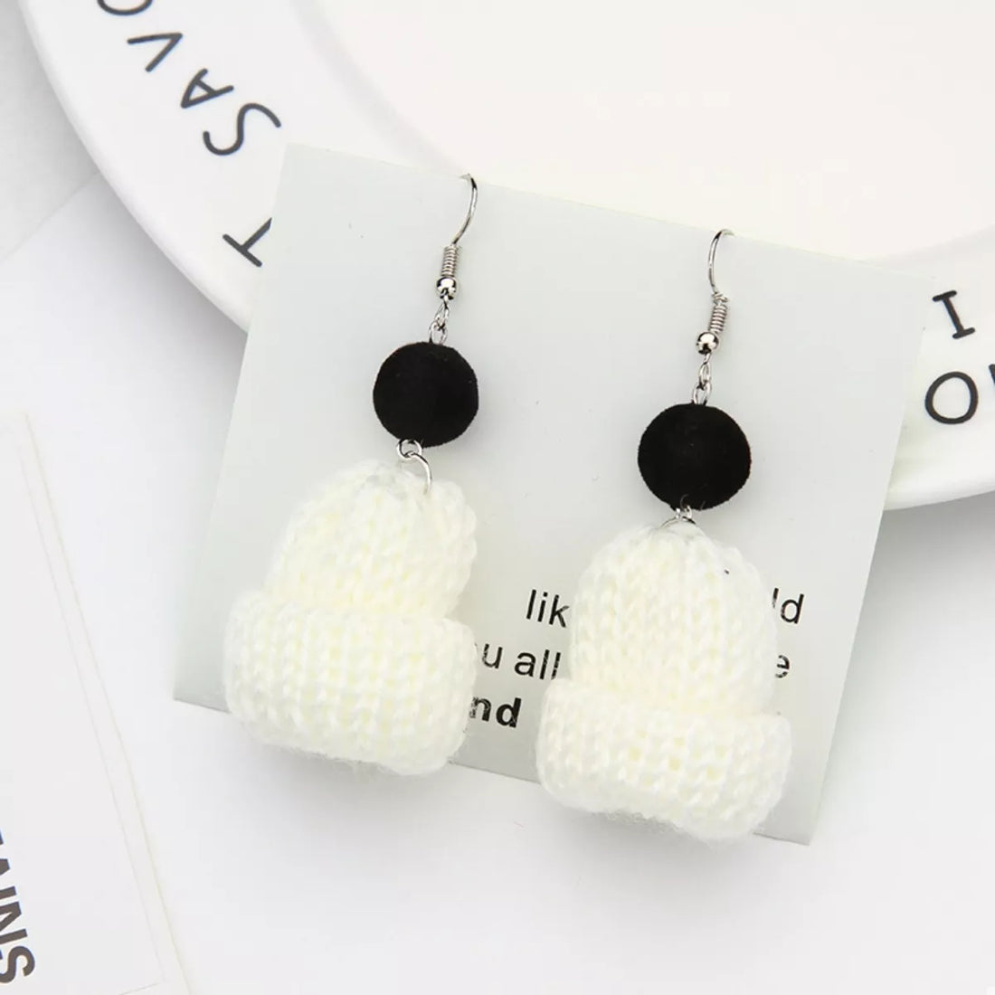 Christmas Knitted Beanie Earrings - cas7m