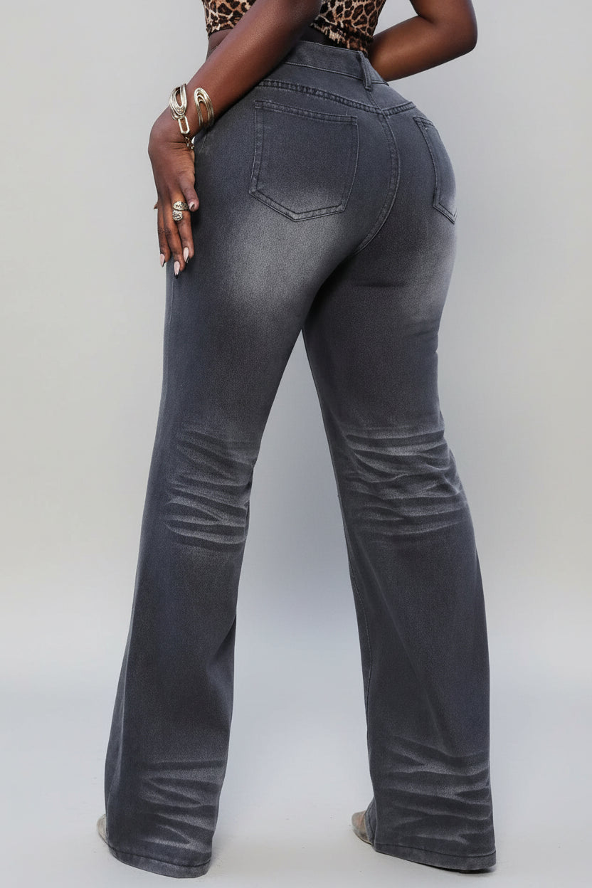 High Waist Straight Leg Jeans - cas7m