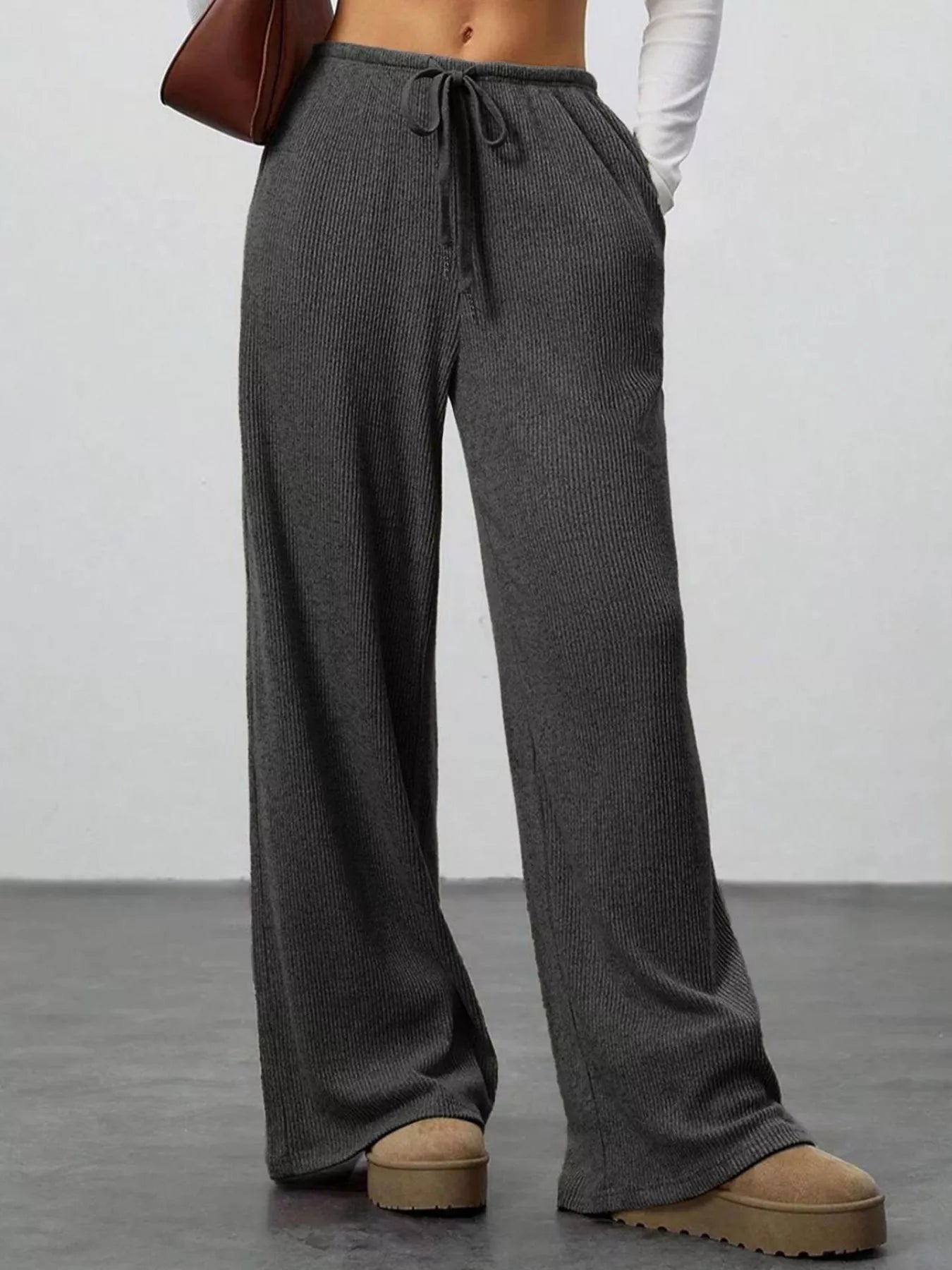 Relaxed Fit Wide Leg Pants - cas7m
