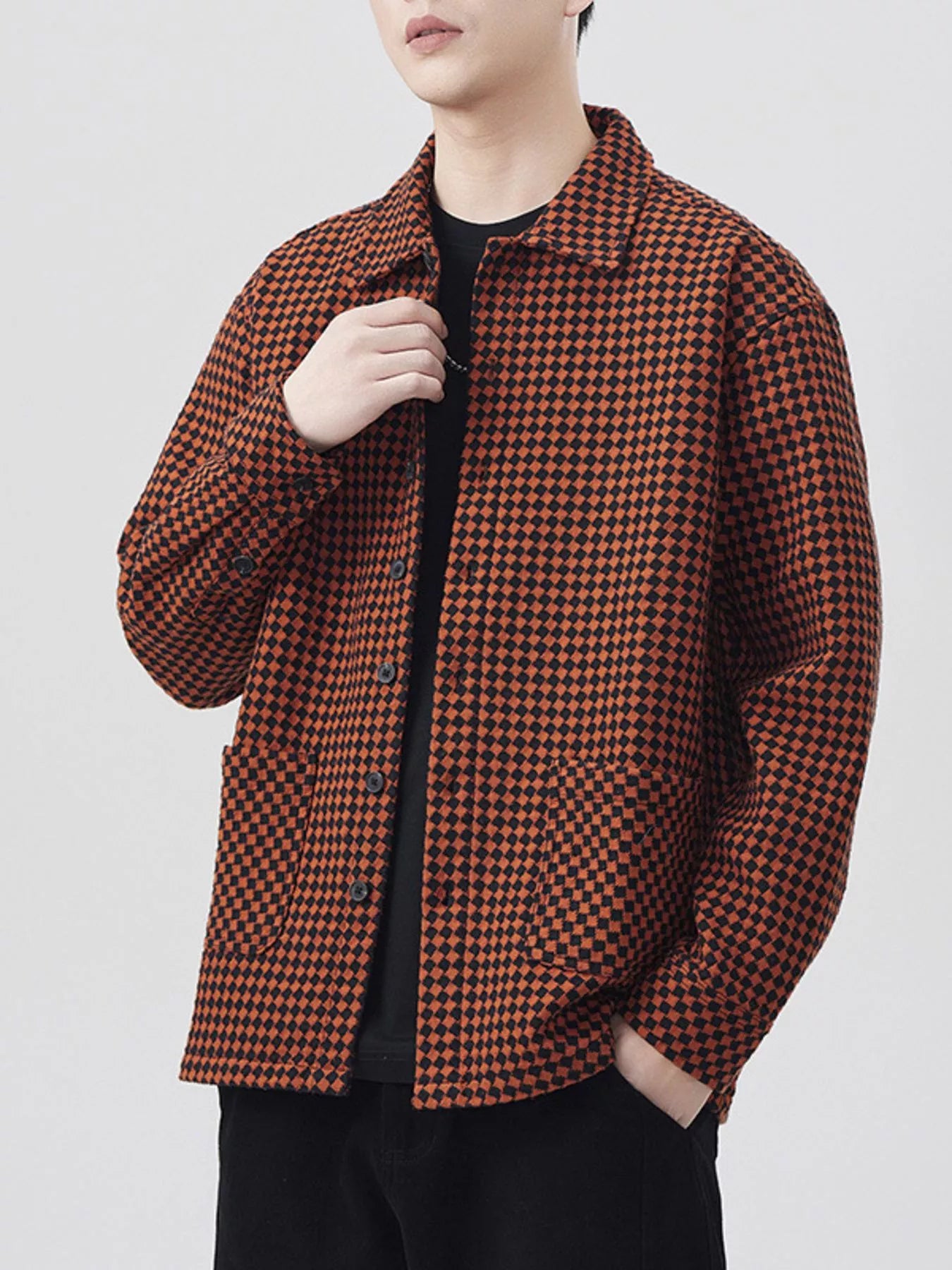 Men's Plus Size Button Up Long Sleeve Shirt - cas7m