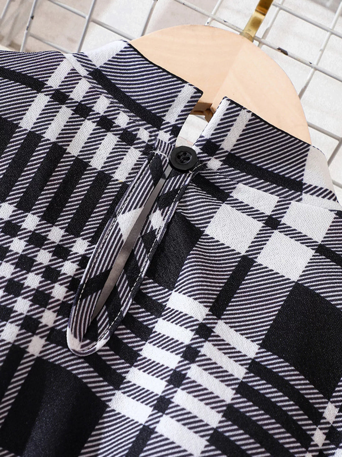 Children's Plaid Print Long Sleeve Dress - cas7m