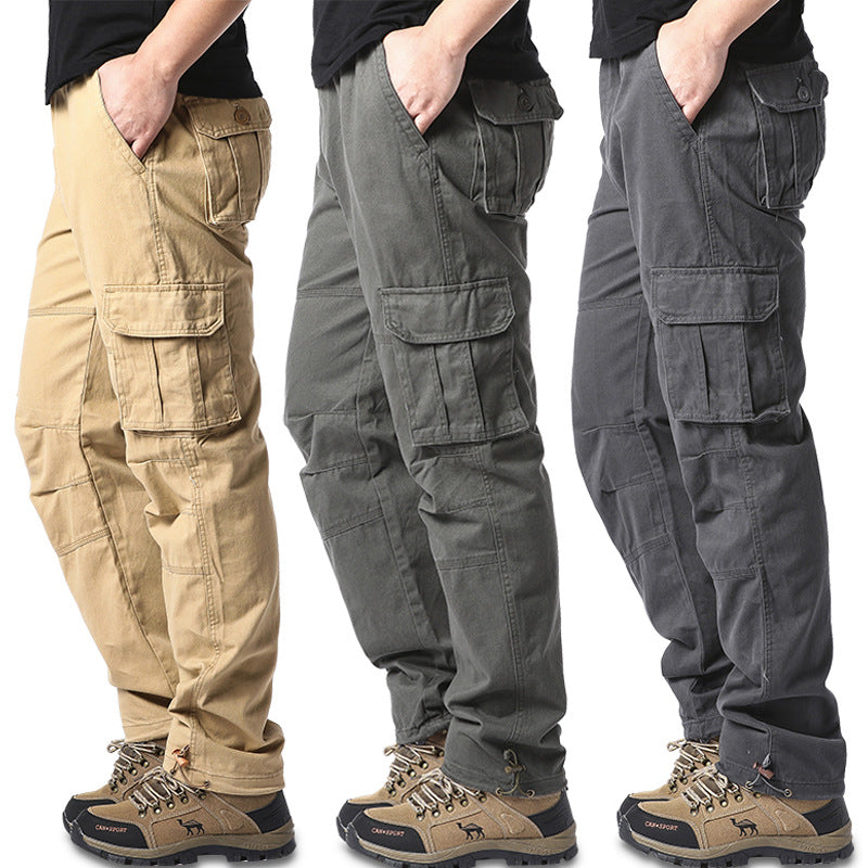 Cotton Multi-pocket Cargo Pants Men's Loose Wear-resistant Loose Outdoor Leisure - cas7m