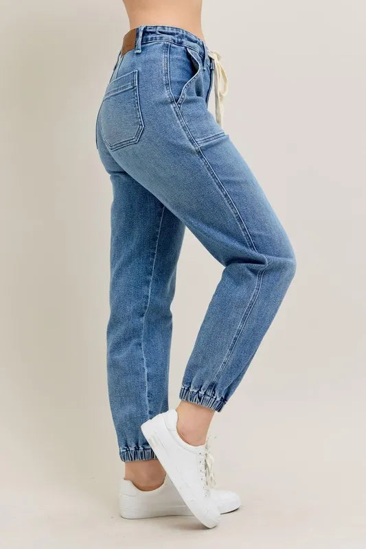Judy Blue Full Size High Waist Denim Jogger Plus Size - cas7m