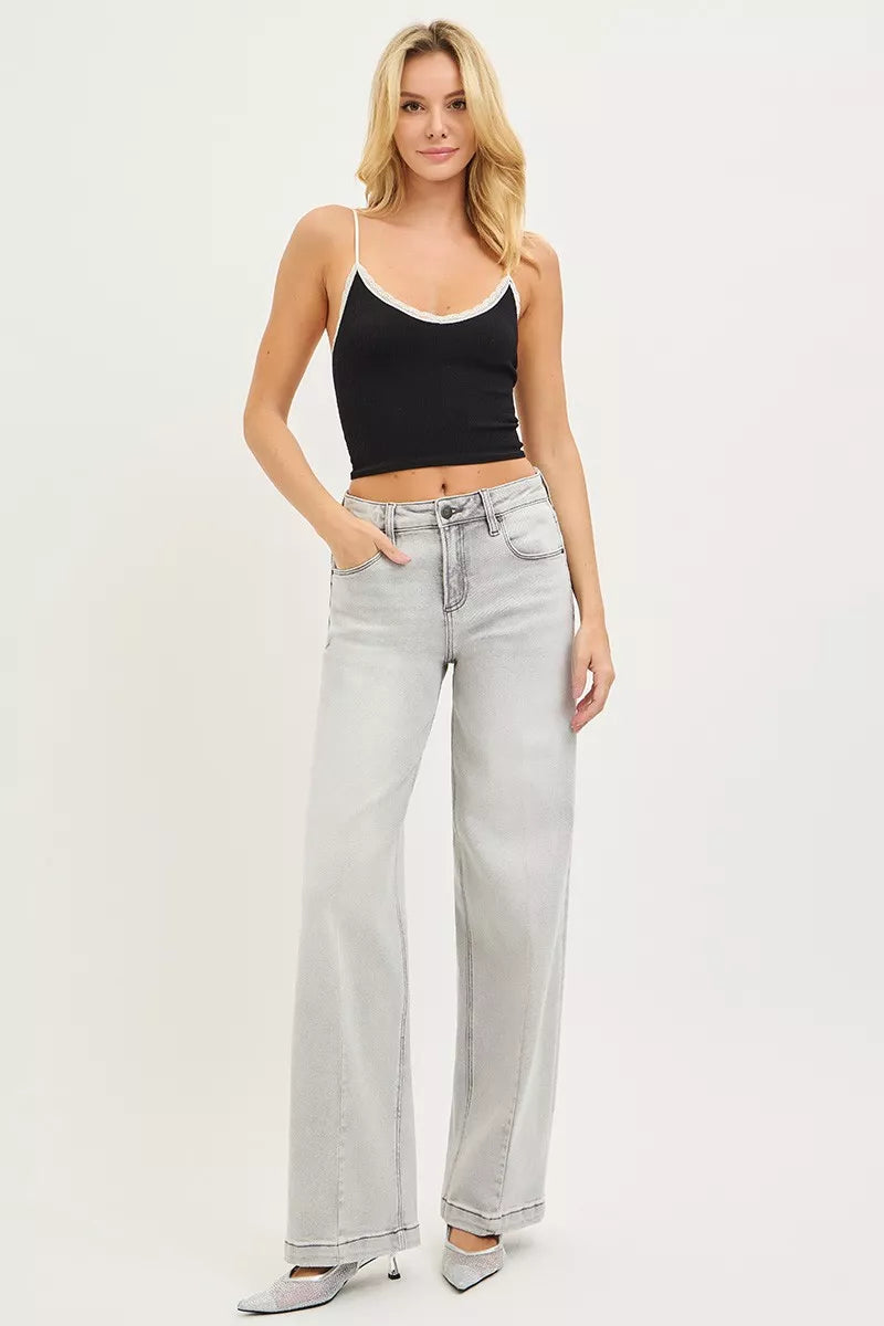 RISEN Slouchy Baggy Jeans with Contrast Stitching - cas7m