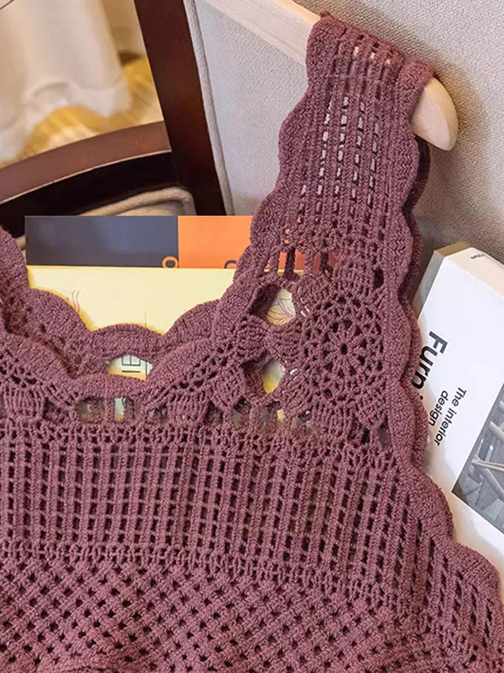 Openwork Scoop Neck Tank - cas7m
