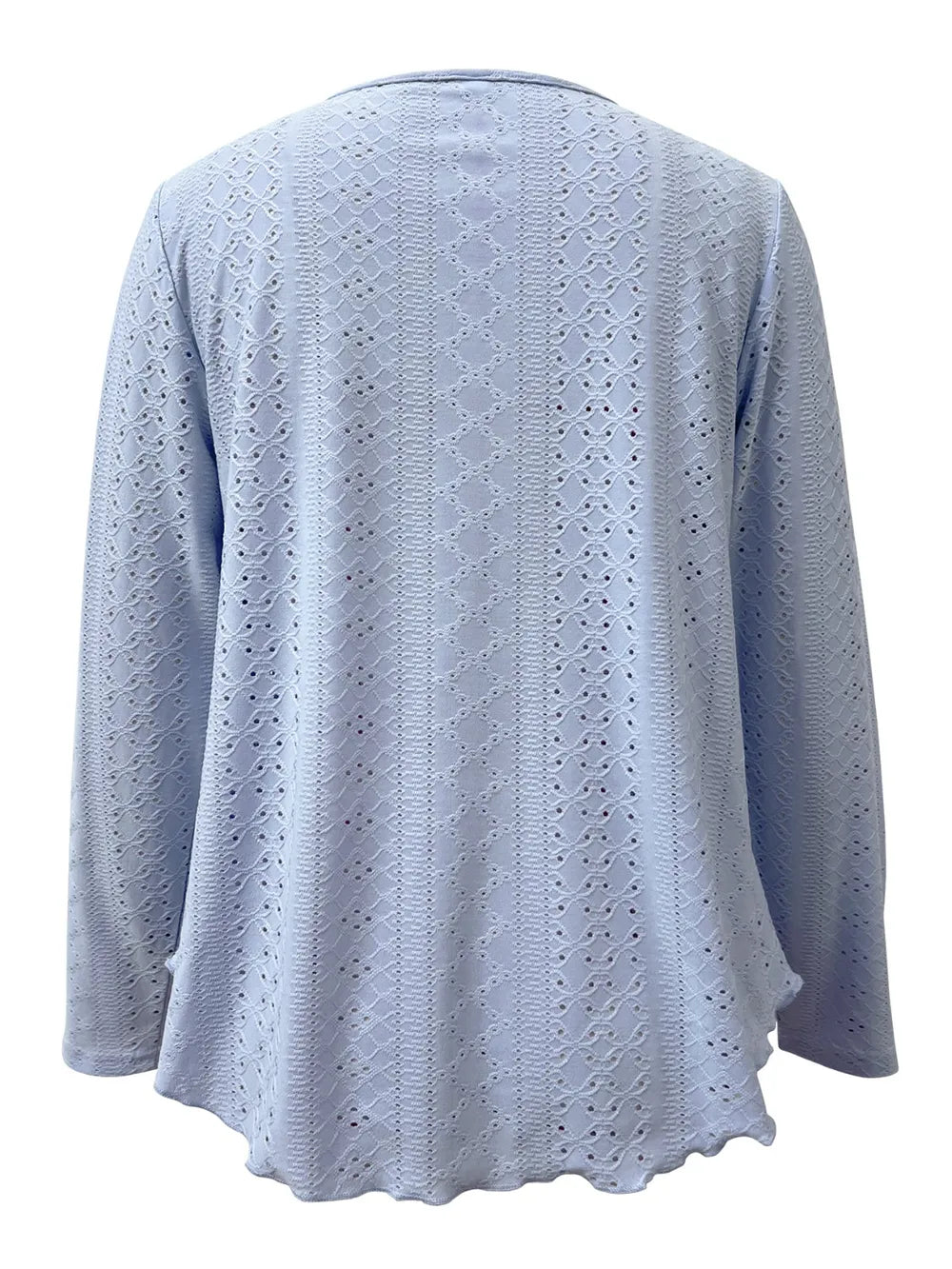 Eyelet Long Sleeve Blouse - cas7m