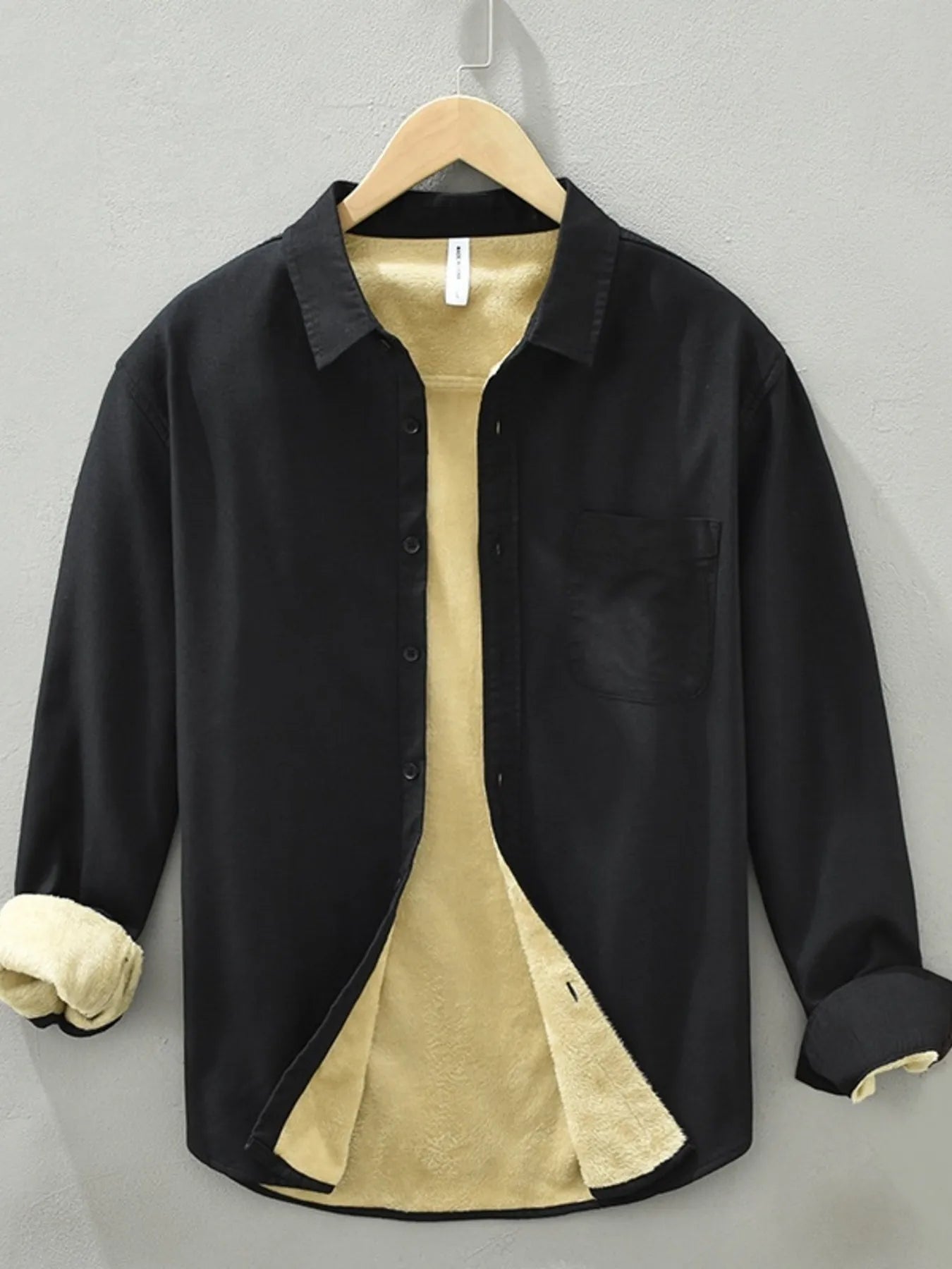 Men's Plus Size Button Up Long Sleeve Shirt - cas7m