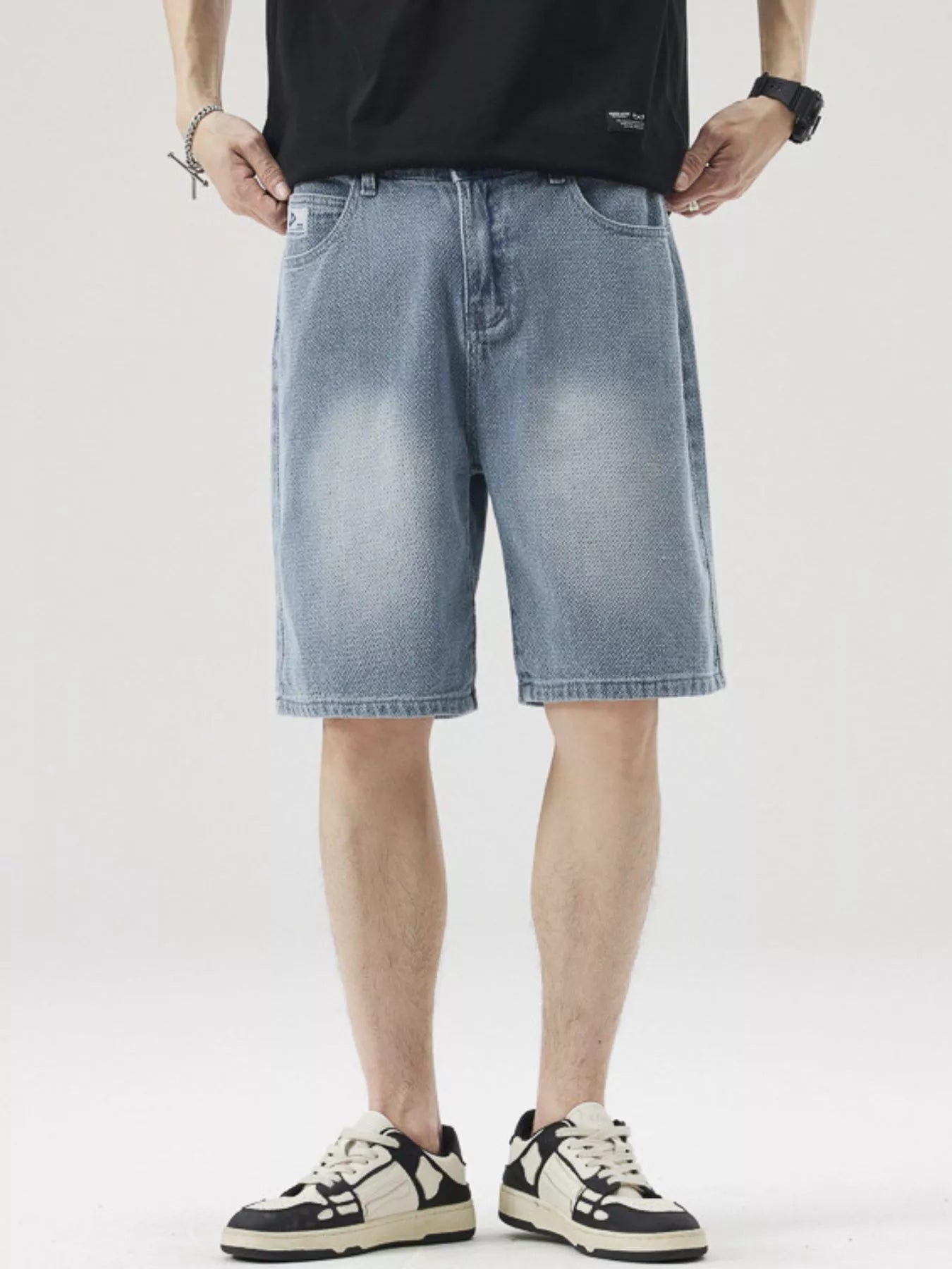 Men's Wide Leg Denim Shorts - cas7m