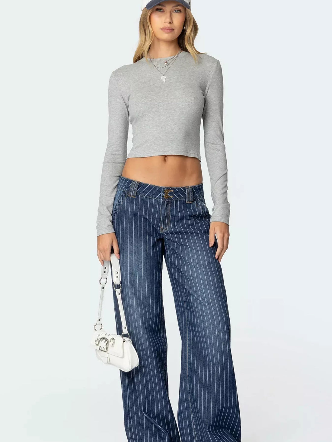 Striped Wide Leg Jeans - cas7m