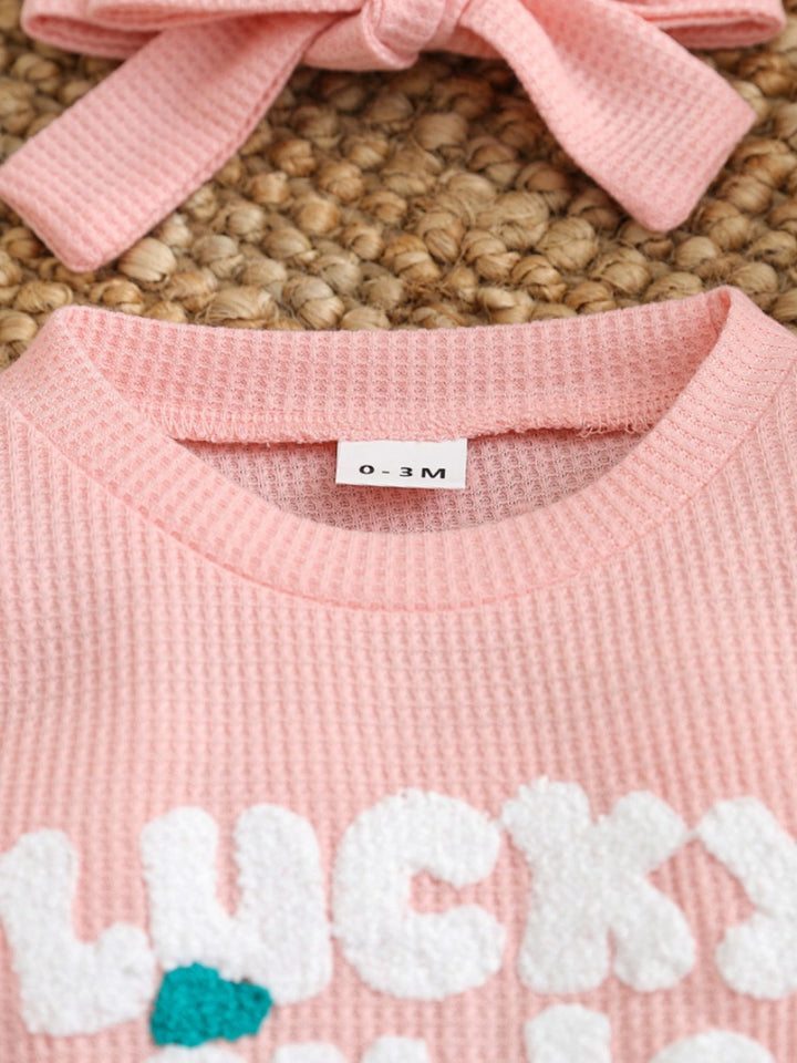Children's Letter Waffle Knit One-Piece - cas7m
