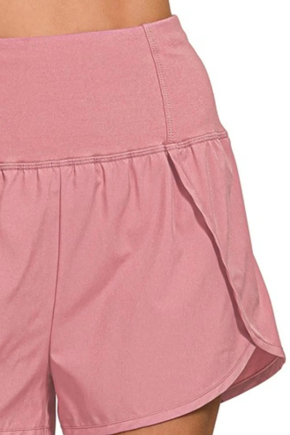 Zenana High Waisted Zippered Back Pocket Running Shorts - cas7m