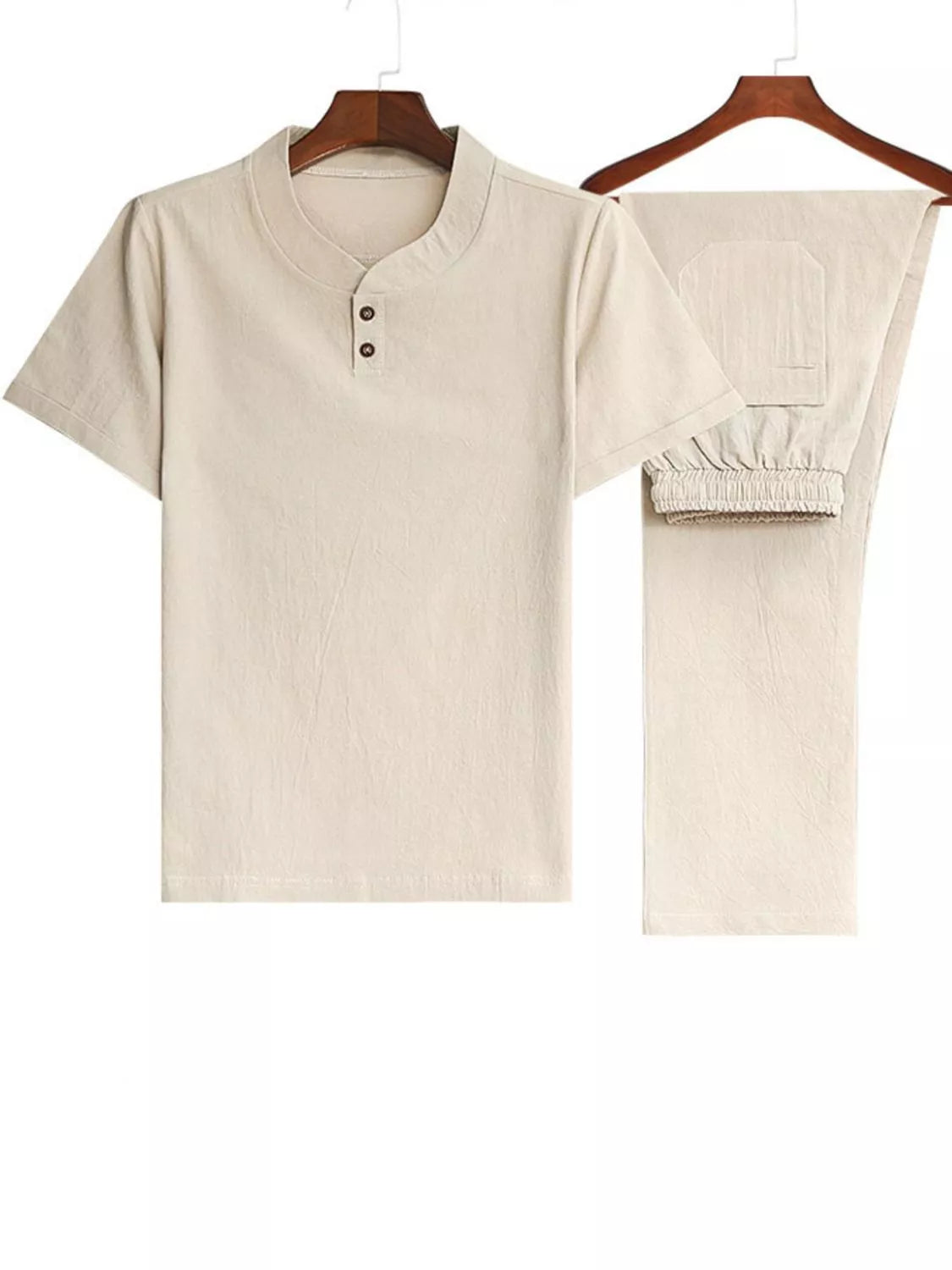 Men's Plus Size Casual Short Sleeve Top & Pants Set - cas7m