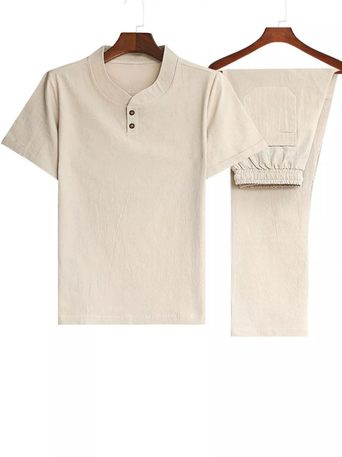 Men's Plus Size Casual Short Sleeve Top & Pants Set - cas7m