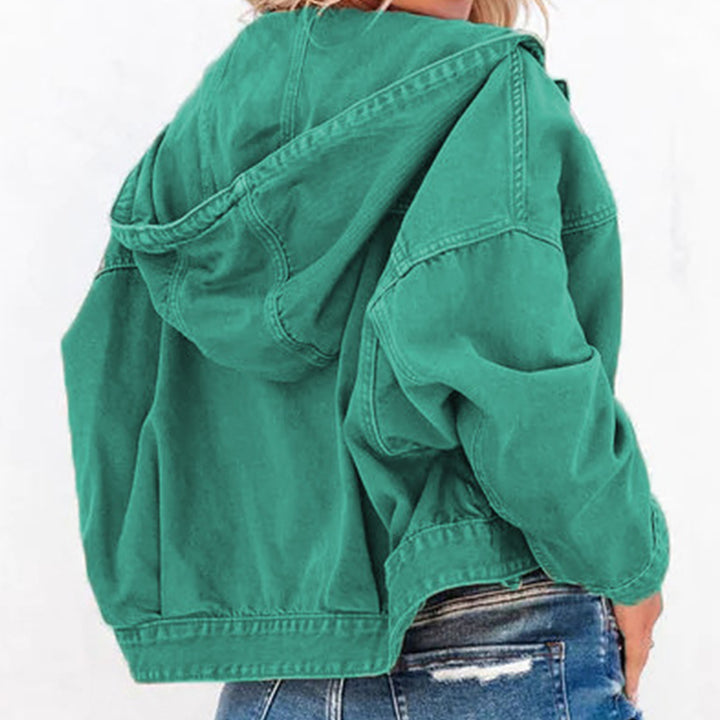 Hooded Dropped Shoulder Denim Jacket - cas7m