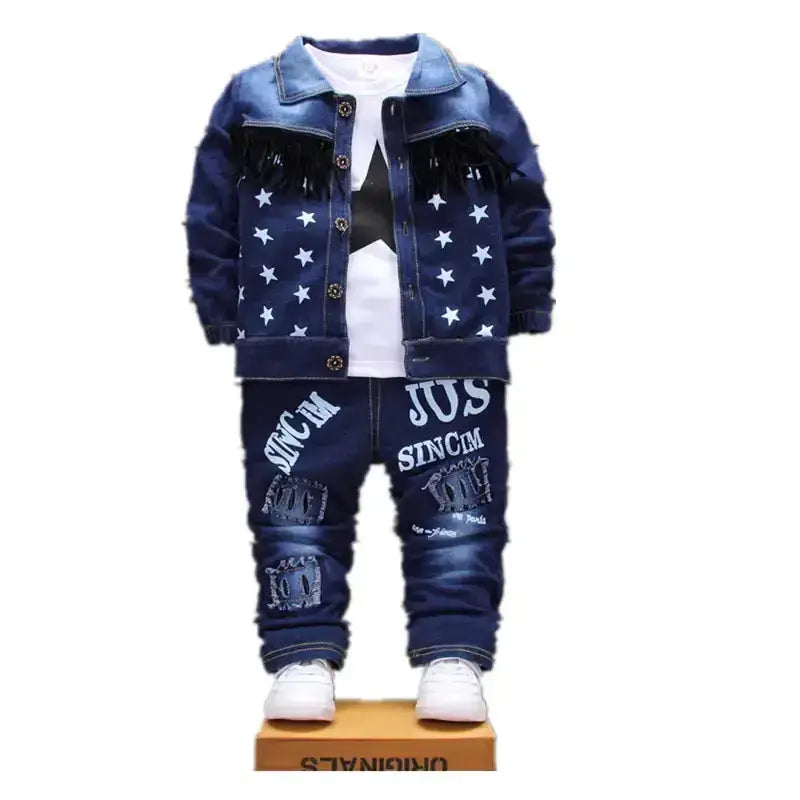 Autumn Korean Style Boys' Denim 3-Piece Set cas7m