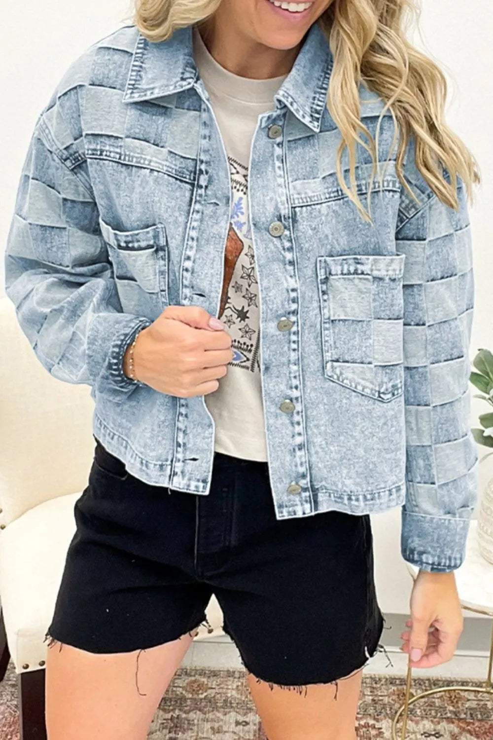 Button Up Wash Denim Jacket - cas7m