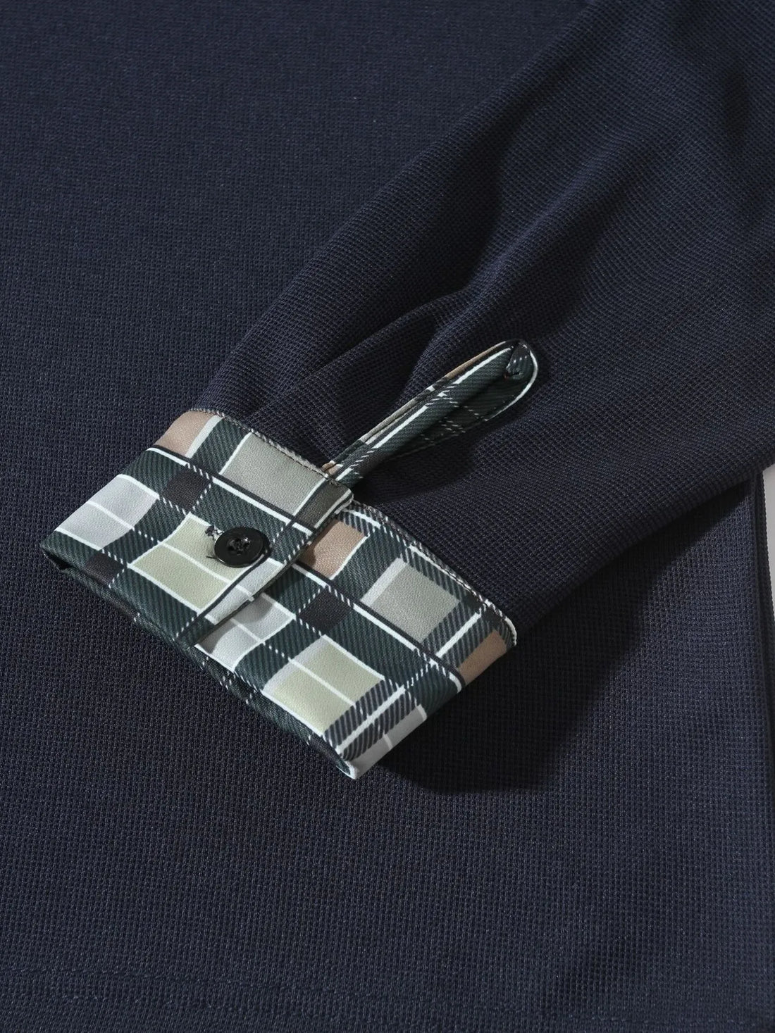 Men's Long Sleeve Plaid Collar Polo Shirt - cas7m