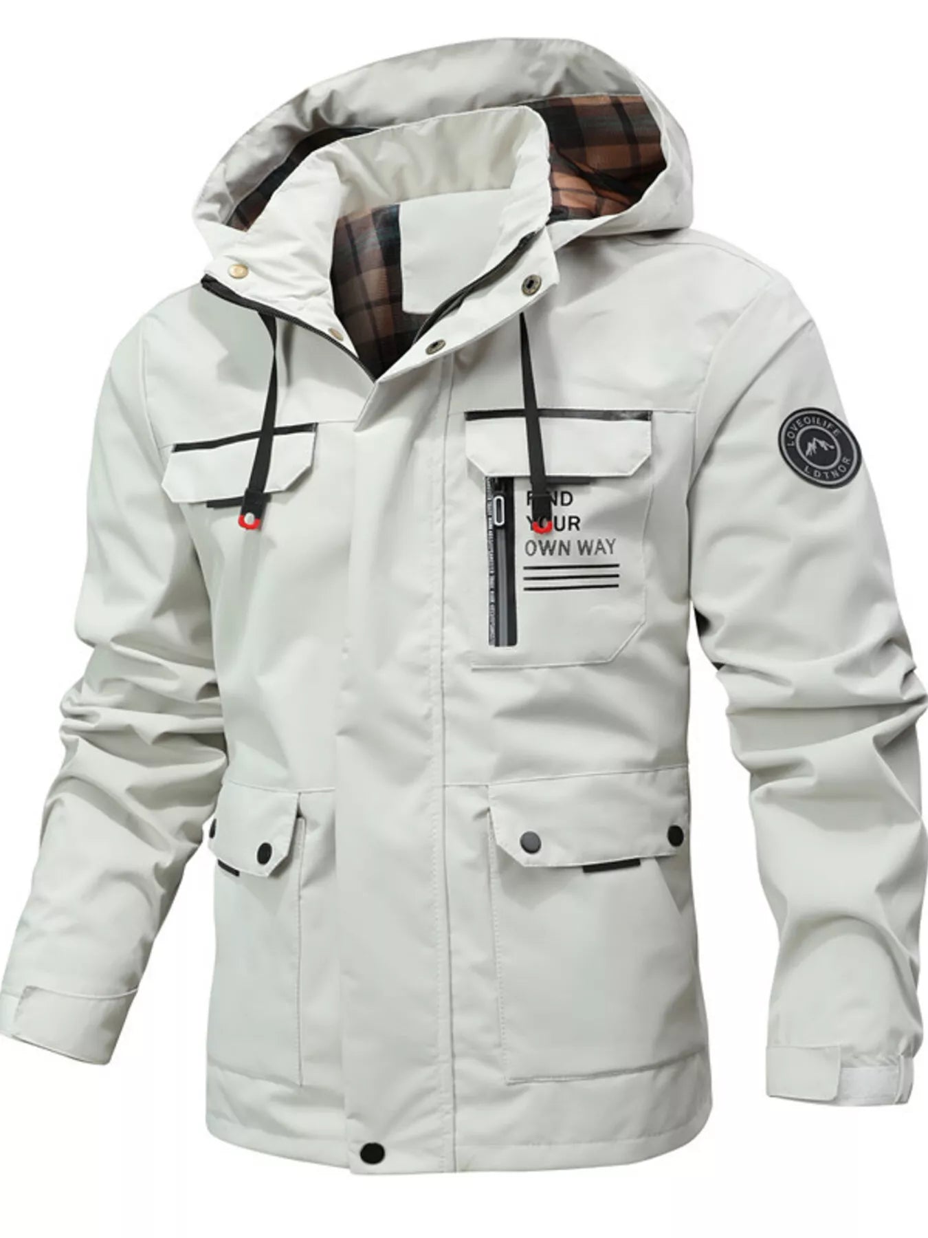 Men's Plus Size Hooded Outdoor Windproof Coat - cas7m