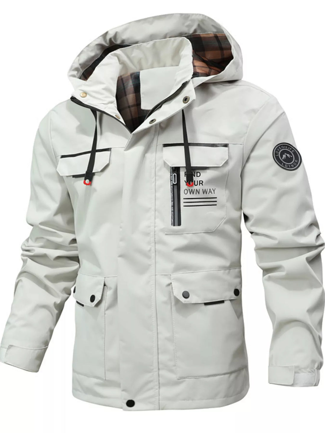Men's Plus Size Hooded Outdoor Windproof Coat - cas7m